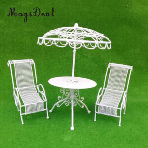 1 12 Scale Dollhouse Miniature Table Chairs Set Outdoor Garden Yard