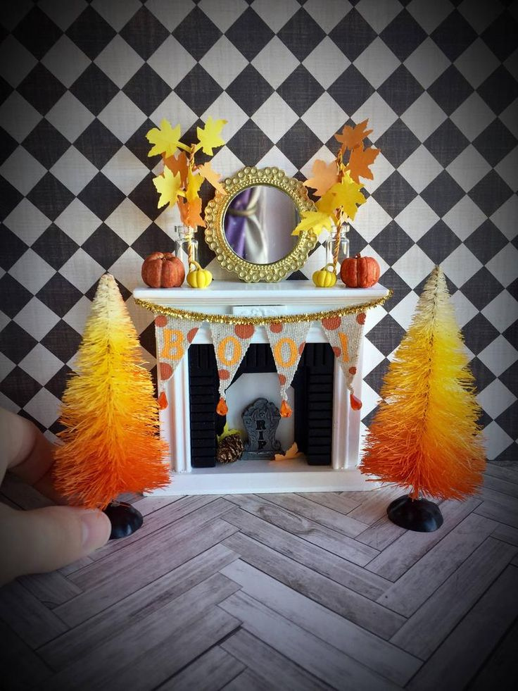 1 12 Scale Fireplace Haunted Dollhouse Mantle Miniature Etsy 