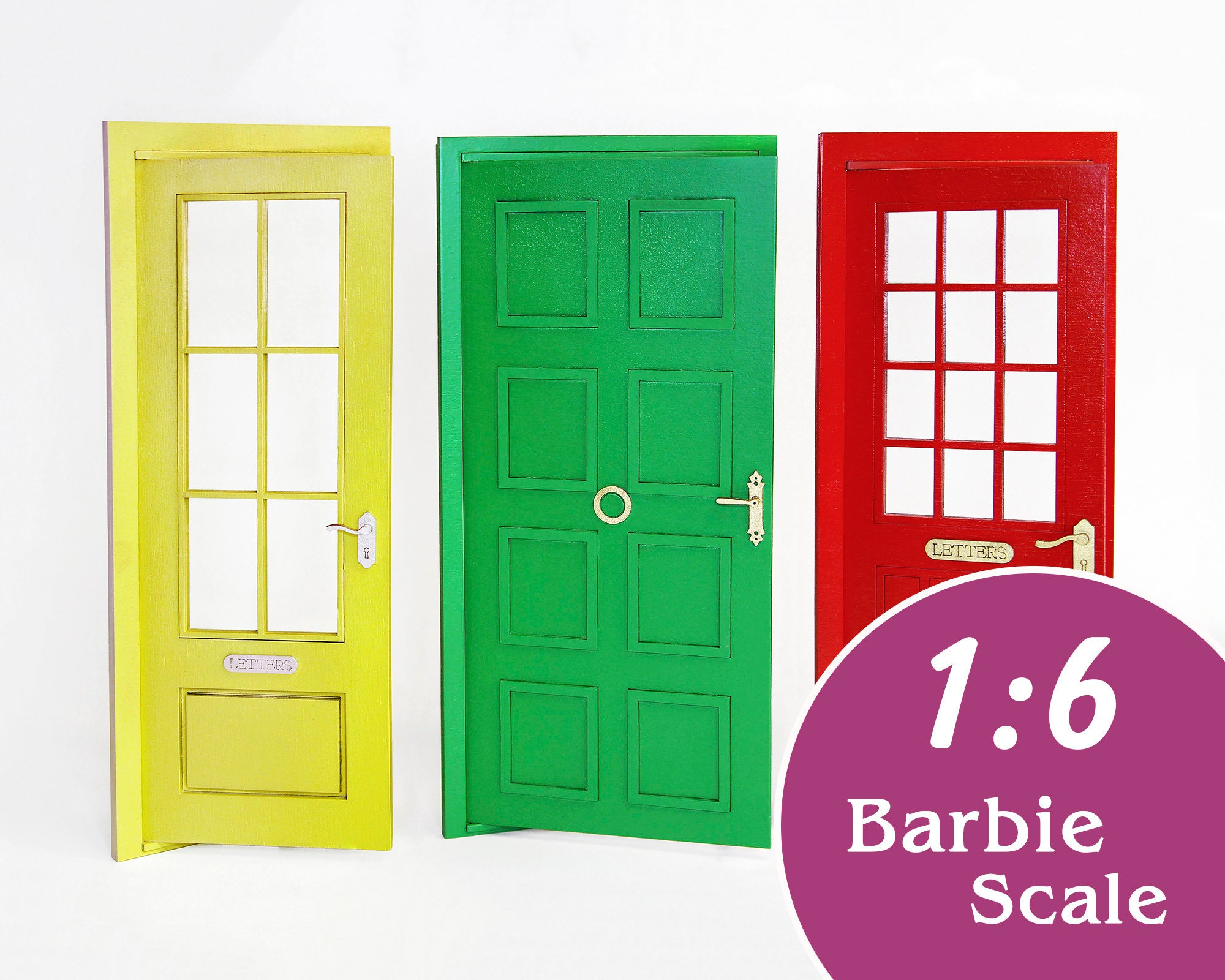 1 6 Doll Roombox Doors Barbie Dollhouse Doors 1 6 Scale Etsy