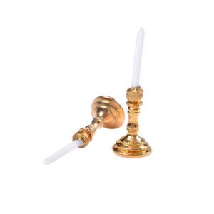 1 Pair Of 1 12 Dollhouse Miniature Candlesticks White Candles Doll