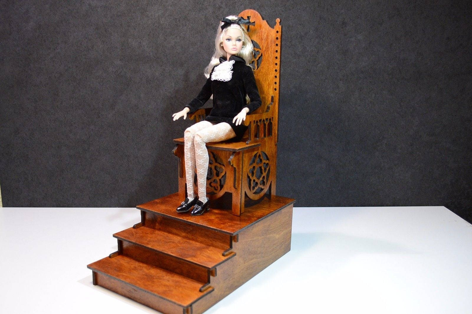 2x Gothic Throne Podium For Dolls 1 6 1 6 Dollhouse Diorama Etsy