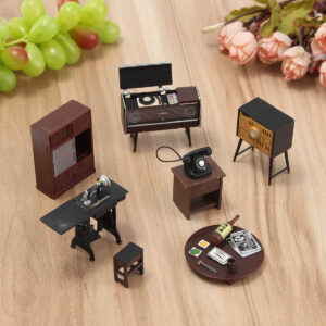 7pcs set Wooden DIY 1 12 Simulation Miniature Dollhouse Furniture Mini