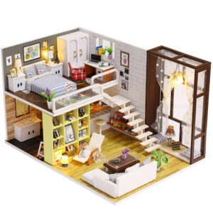 Assemble DIY Doll House Toy Wooden Miniatura Kit Dollhouse Toys With