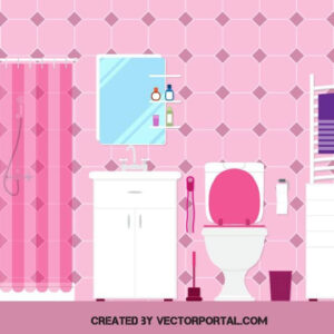 Bathroom Interior Vector Illustration Paper Doll House Paper Dolls