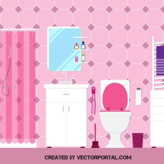 Bathroom Interior Vector Illustration Paper Doll House Paper Dolls 