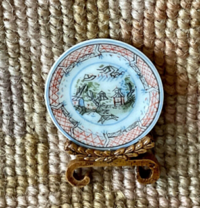 Bespaq Miniature Dollhouse Porcelain China Dish Dinner Plate On Stand
