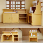 Cabinets Plastic Kitchen Miniature DollHouse Furniture Dining Set Room