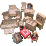 Cardboard Dollhouse Furniture 3 Rooms W Family From Posh Ltd On Ruby Lane