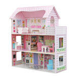 Clearance Wooden Dollhouse With 8 Accessories Wooden Majestic Mansion