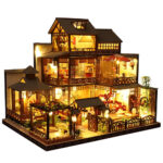 DIY Dollhouse Kit Assembled Miniature Wooden Cabin Handmade House With