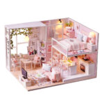 DIY Dollhouse Kit For Adults Miniatures Pink Loft Model Wife Girl