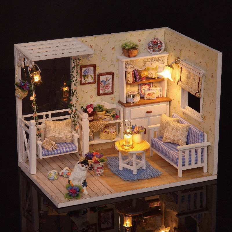 DIY Dollhouse Miniature Bedroom Furniture Set Toys For Children DIY 