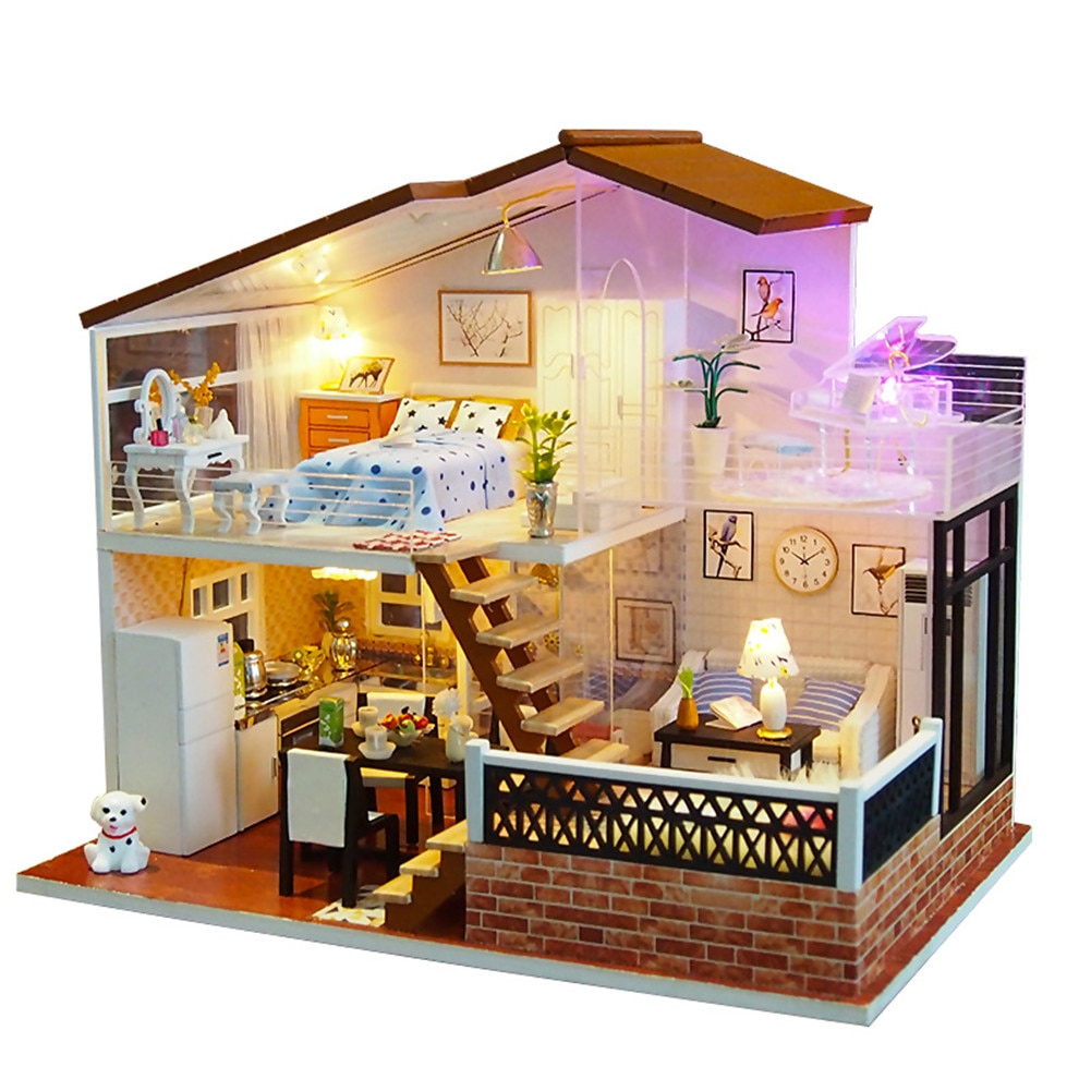 DIY Dollhouse Miniature Doll House DIY Cabin Sunligh With Furniture 