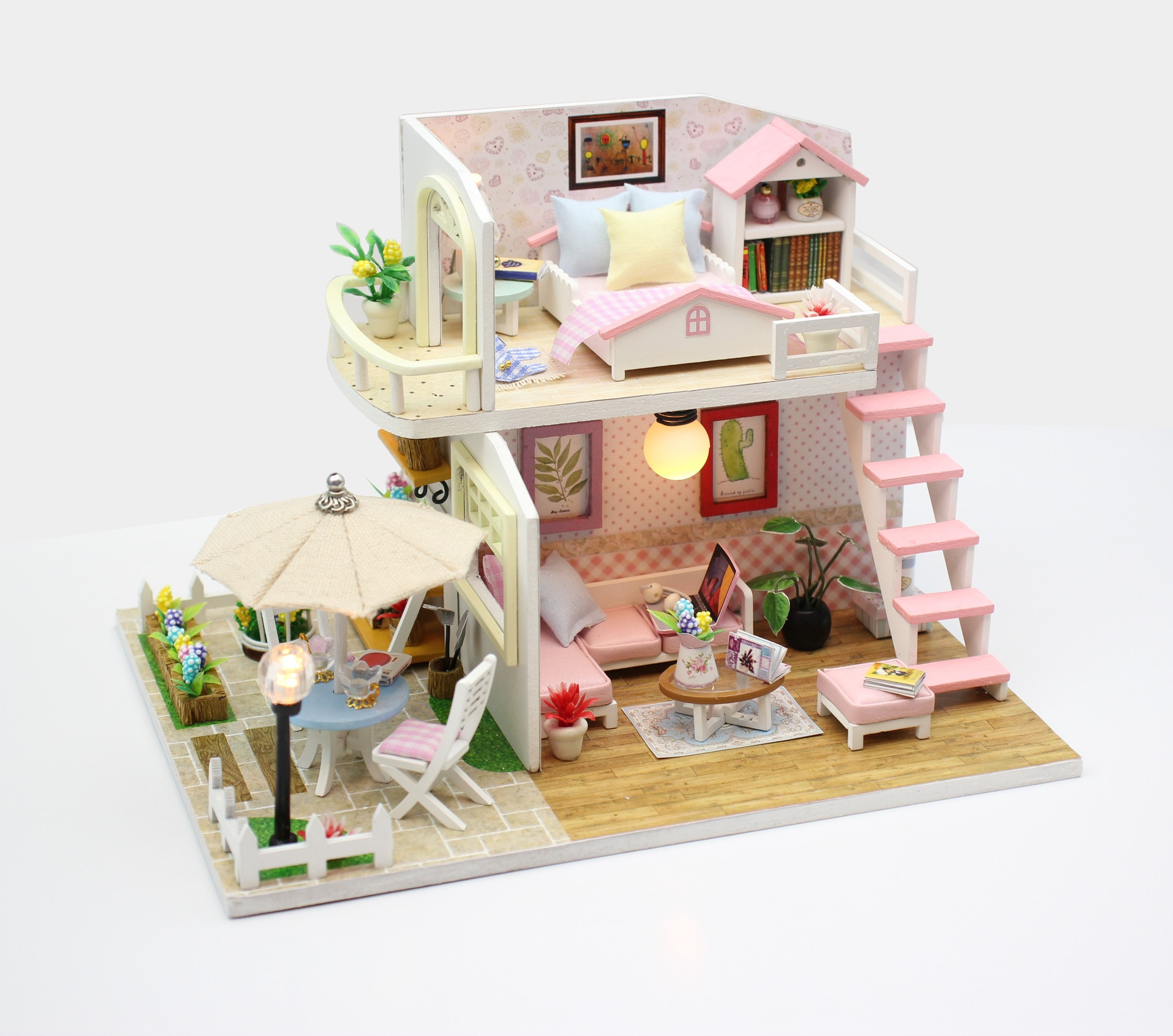 DIY Handmade Mini Dollhouse Kits Miniature Furniture With Dust Cover 