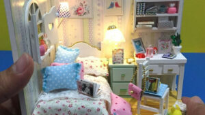 DIY MINIATURE DOLLHOUSE BEDROOM With FURNITURE And LED LIGHTS YouTube