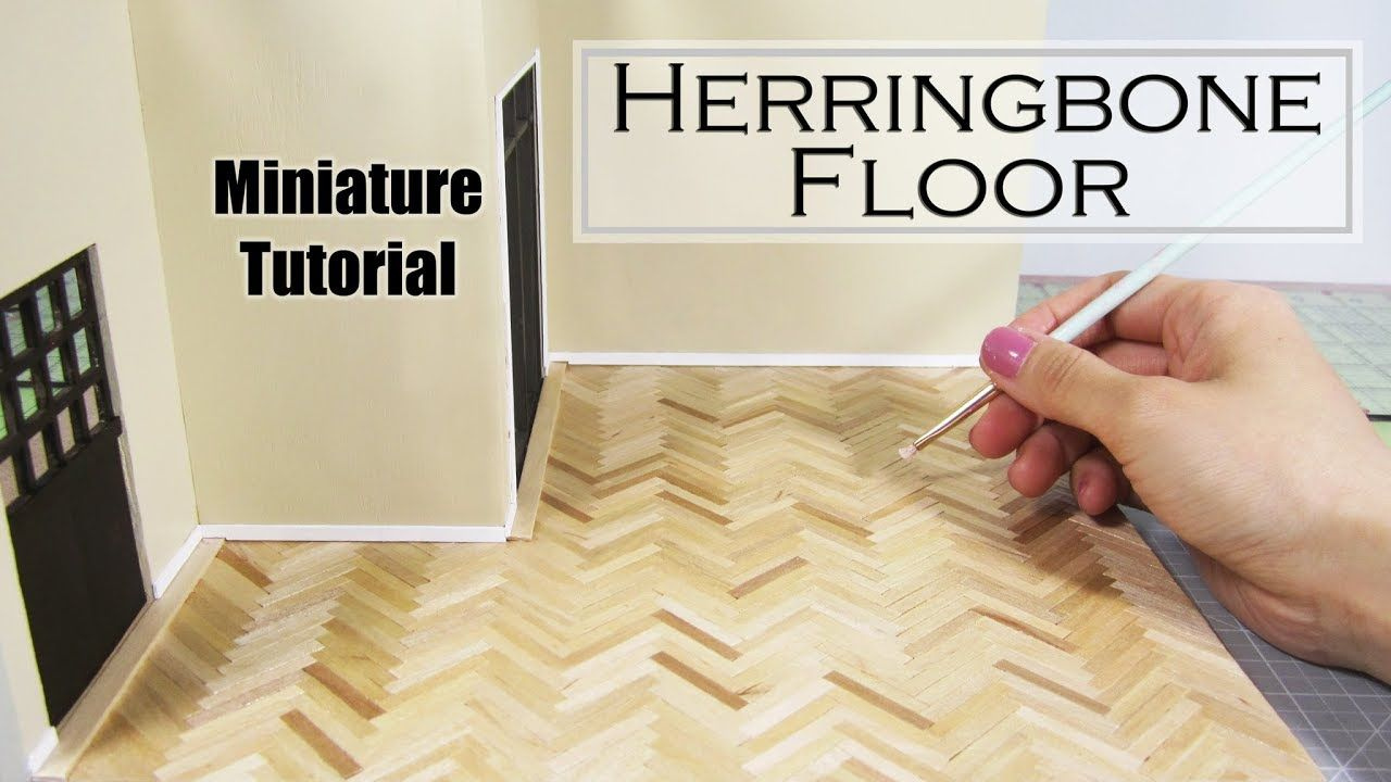 DIY Miniature Hardwood Floors Herringbone Doll House Flooring 