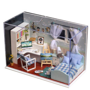 DIY Miniature LED BedRoom Doll House Model Kit Wooden Dollhouse