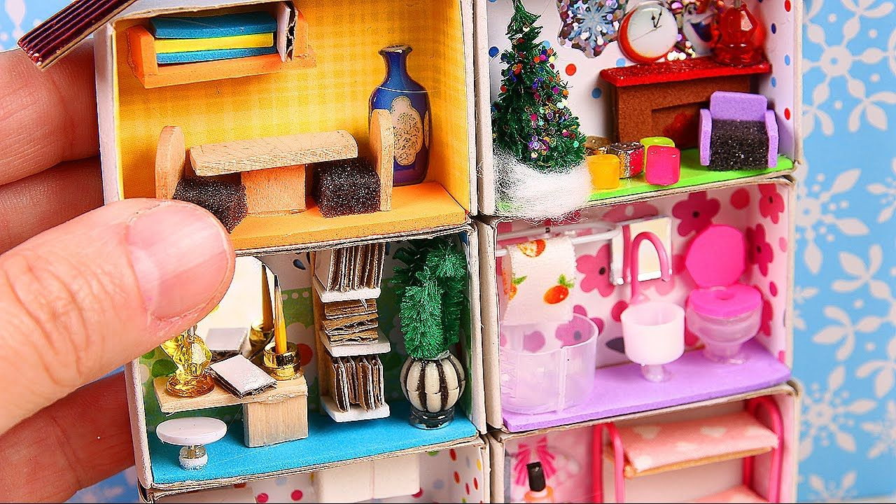 DIY Miniature Matchbox Dollhouse Tutorial Matchbox Crafts Room Box 