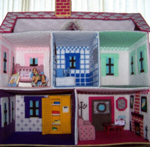 Doll Size For Pink Plastic Canvas Dollhouse