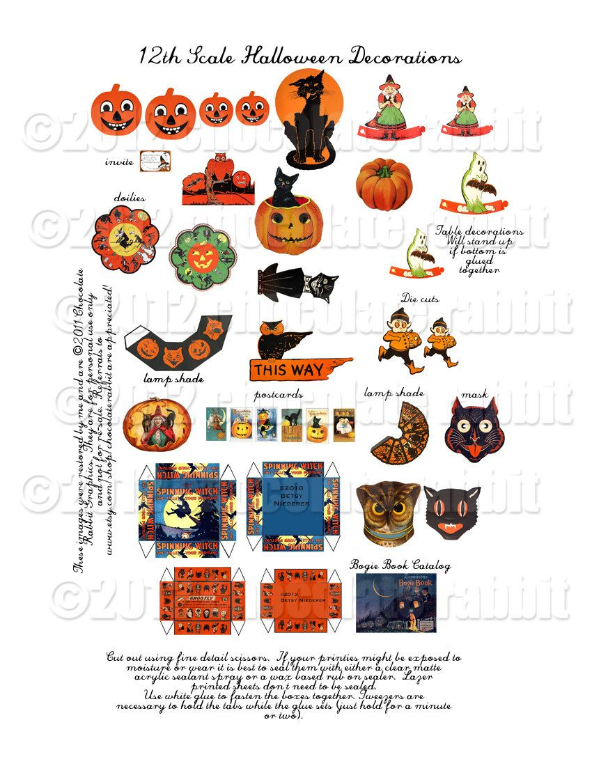 Dollhouse 12th Scale Vintage Halloween Printable Collage Sheet 