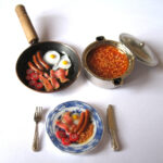 Dollhouse Miniature Food Fried Breakfast Set In 12th Scale