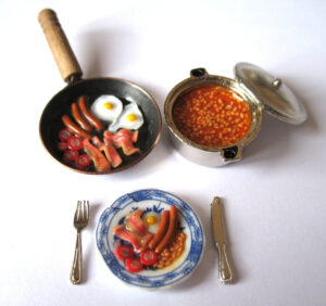 Dollhouse Miniature Food Fried Breakfast Set In 12th Scale