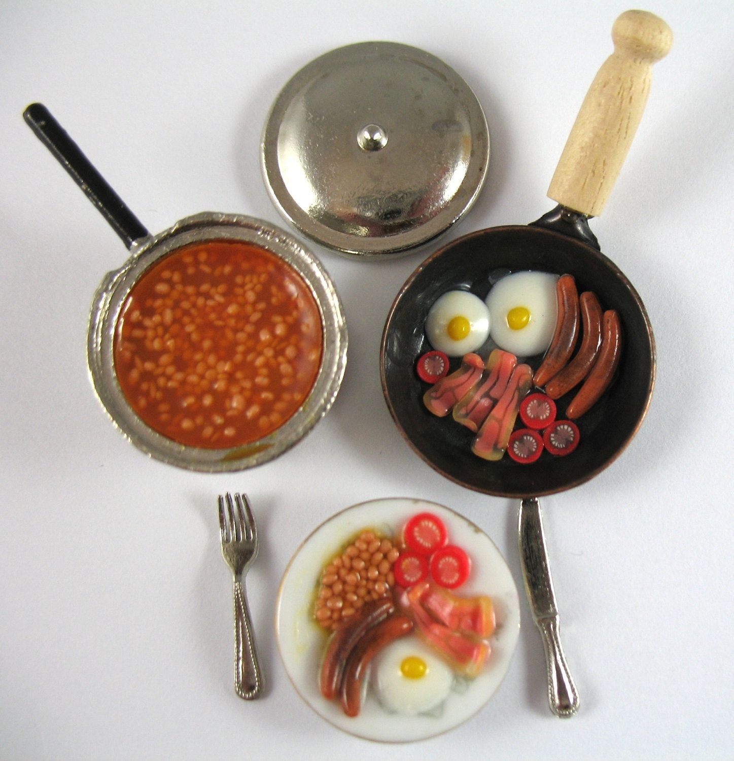 Dollhouse Miniature Food Fried Breakfast Set In 12th Scale Etsy 