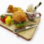 Dollhouse Miniature Food Hamburger Fast Food On Board Set Etsy