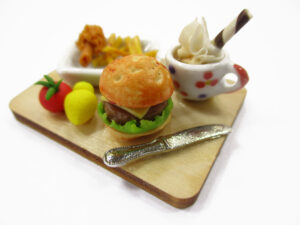 Dollhouse Miniature Food Hamburger Fast Food On Board Set Etsy