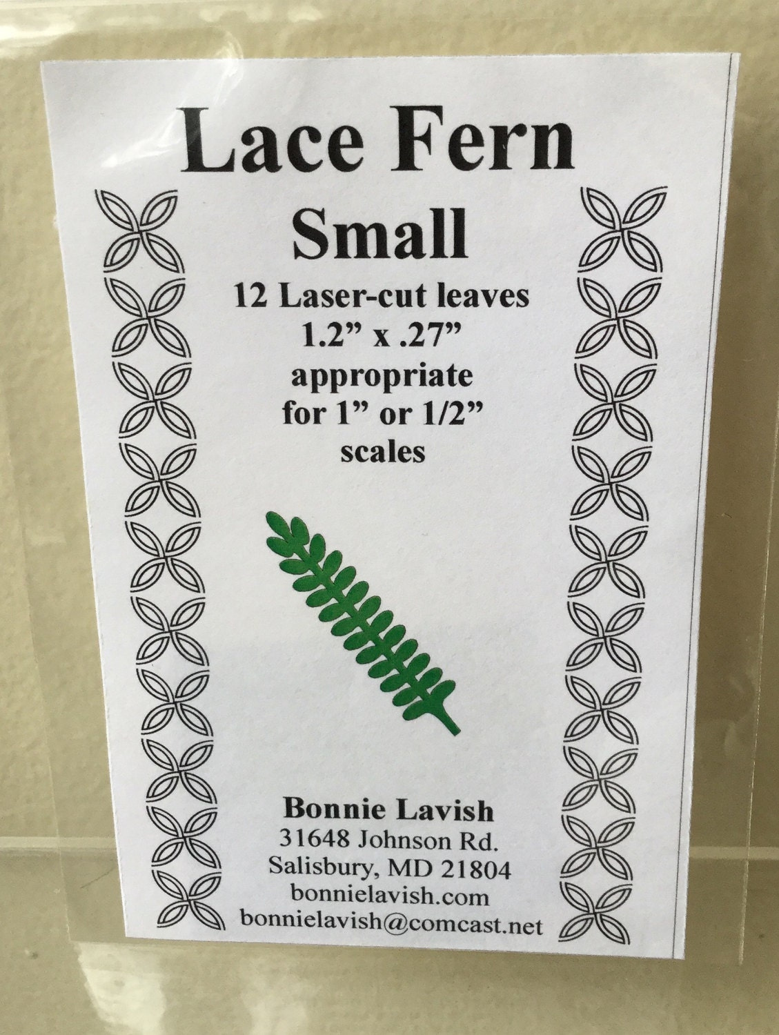 Dollhouse Miniature Laser Fern Leaves 1 Scale Kit By