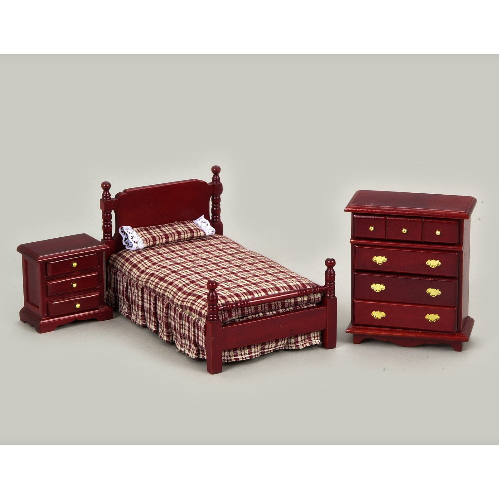 Dollhouse Miniature Mahogany Bedroom Set Walmart Walmart