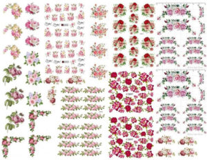 Dollhouse Miniature Shabby Chic Decals 1 12 Scale Floral Flowers Roses