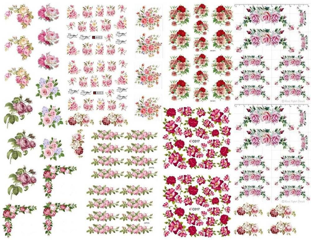 Dollhouse Miniature Shabby Chic Decals 1 12 Scale Floral Flowers Roses 