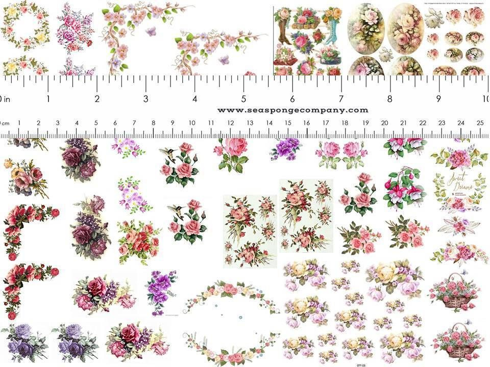 Dollhouse Miniature Shabby Chic Decals 1 12 Scale Floral Flowers Roses 