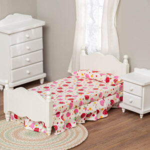 Dollhouse Miniature Single White Bedroom Set Bedroom Miniatures