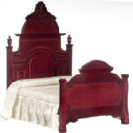 Dollhouse Miniature Victorian Bed In Mahogany W White Linen EBay