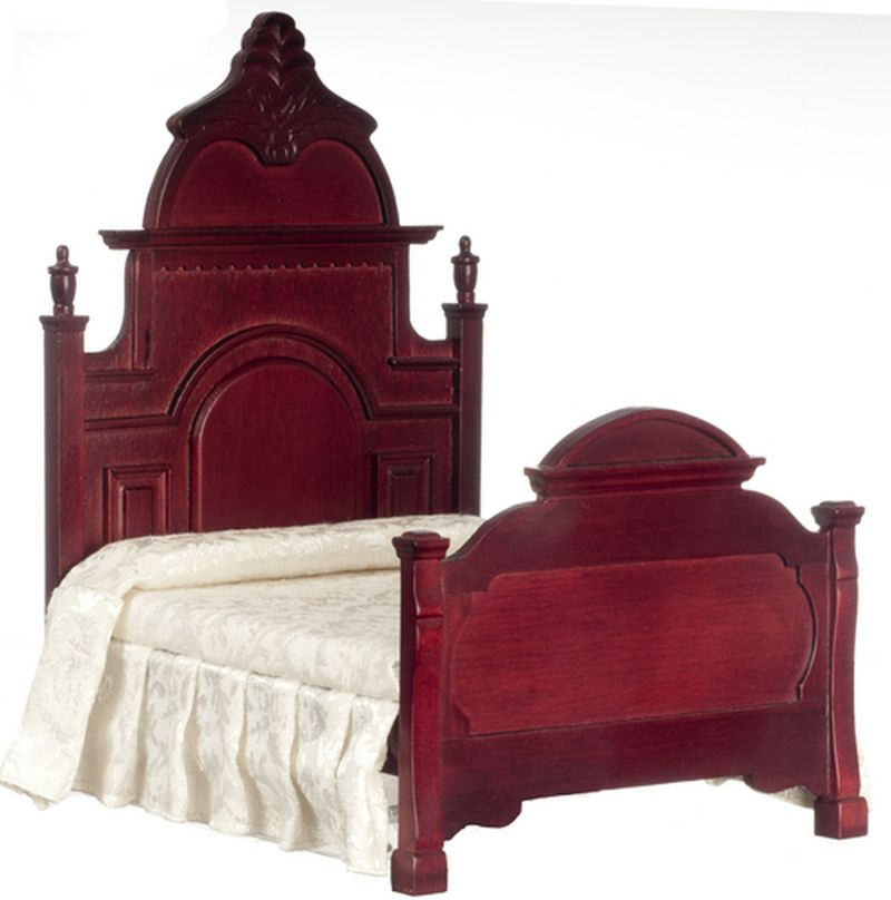 Dollhouse Miniature Victorian Bed In Mahogany W White Linen EBay