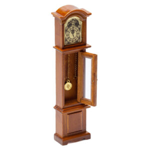 Dollhouse Miniature Walnut Grandfather Clock Living Room Miniatures