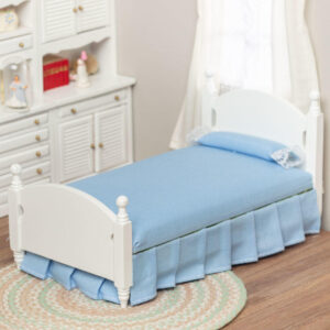 Dollhouse Miniature White Twin Bed With Linens Bedroom Miniatures
