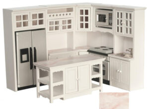 Dollhouse Miniature White With Marble Kitchen Set White Kitchen Set