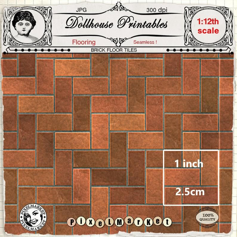 DOLLHOUSE Printable Flooring 1 12th Herringbone Brick FLOOR Etsy 