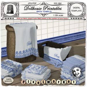 Dollhouse Printable MINIATURE BATH TOWELS Digital Template To Etsy