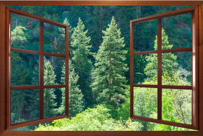 Dollhouse Window Sticker Self Adhesive Forest Window View Etsy