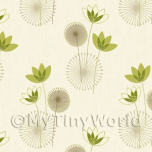Dolls House Wallpaper Dolls House Miniature Styalised Sage Green
