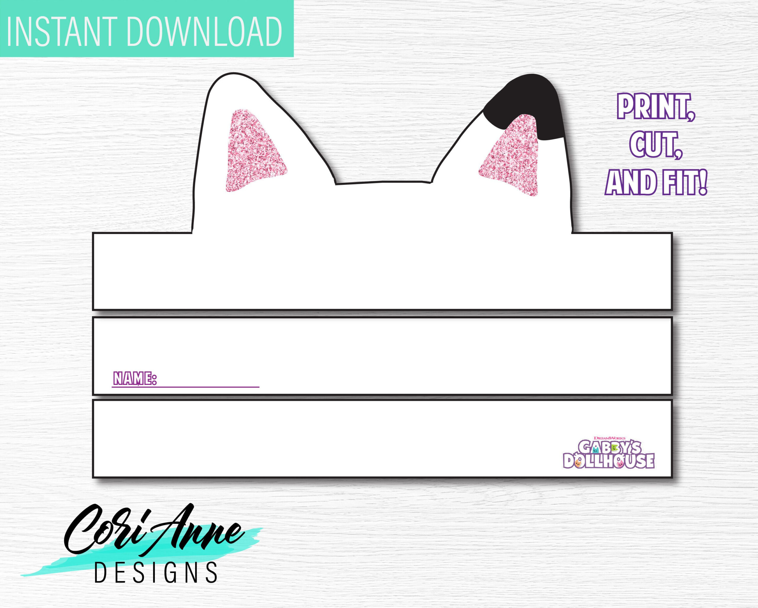 Gabby s Dollhouse Cat Ear Headband DIY Printable Party Etsy