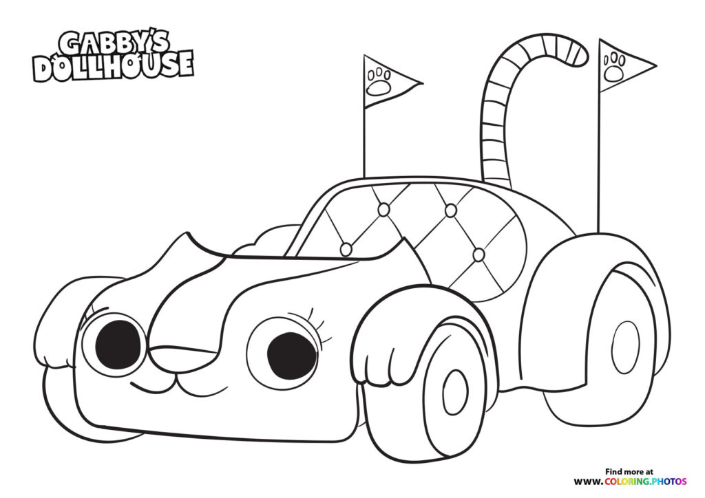 Gabby Dollhouse Coloring Page Car