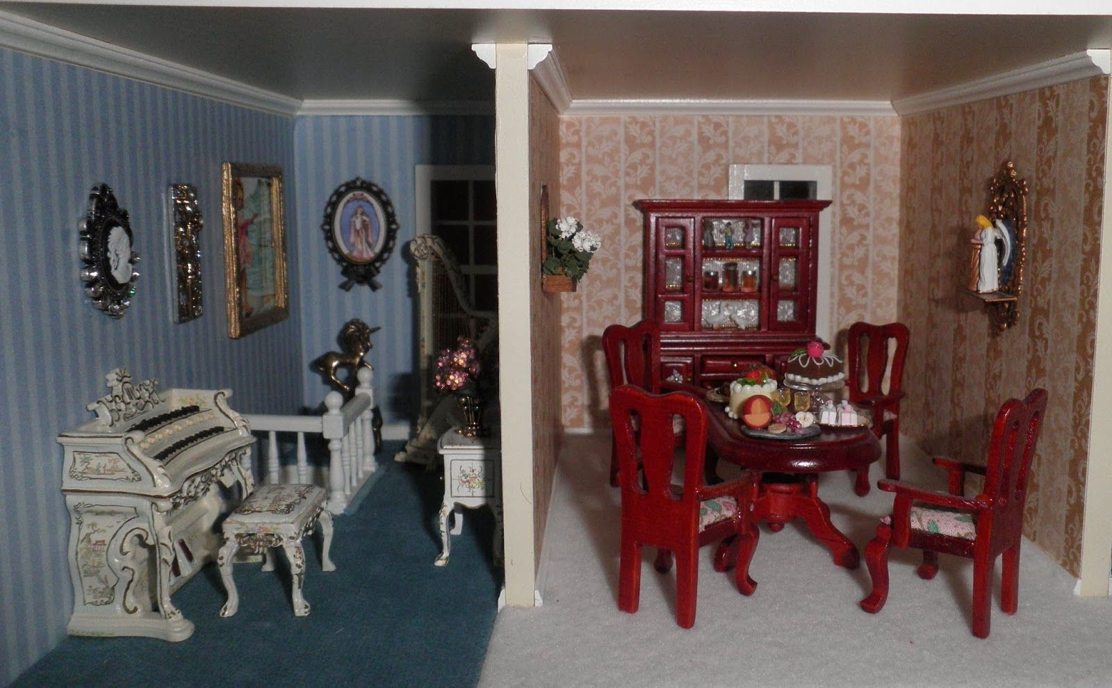 Half Inch Scale Dollhouse Miniature Music Room And Dining Room 