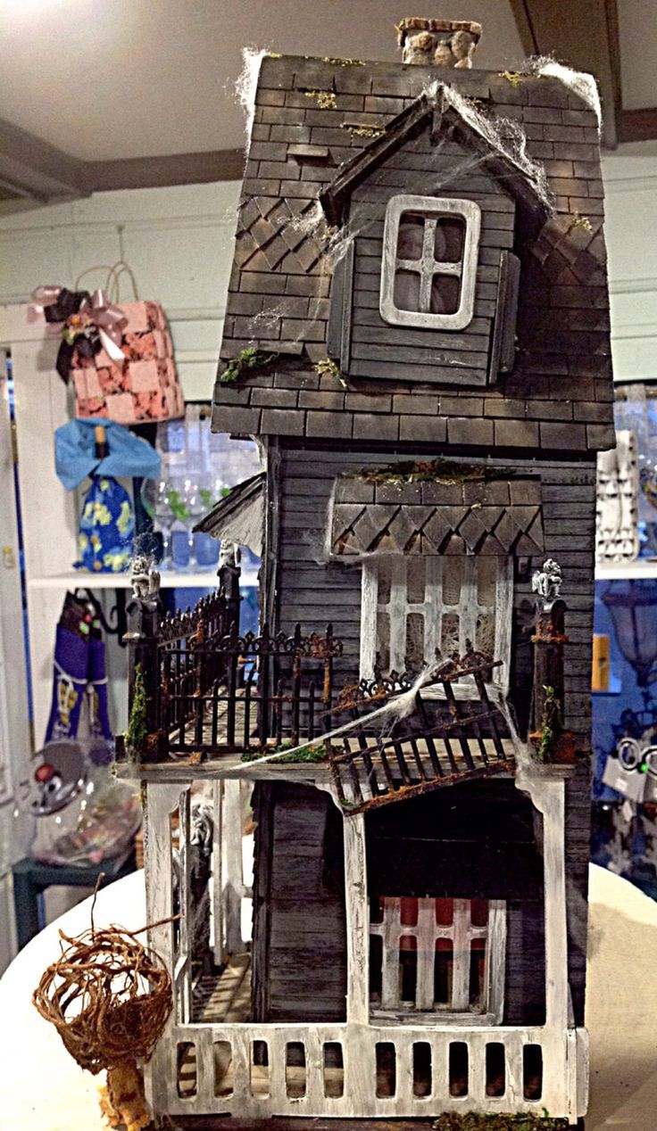 Haunted Three Story Finished Dollhouse Halloween Decoration Made To 