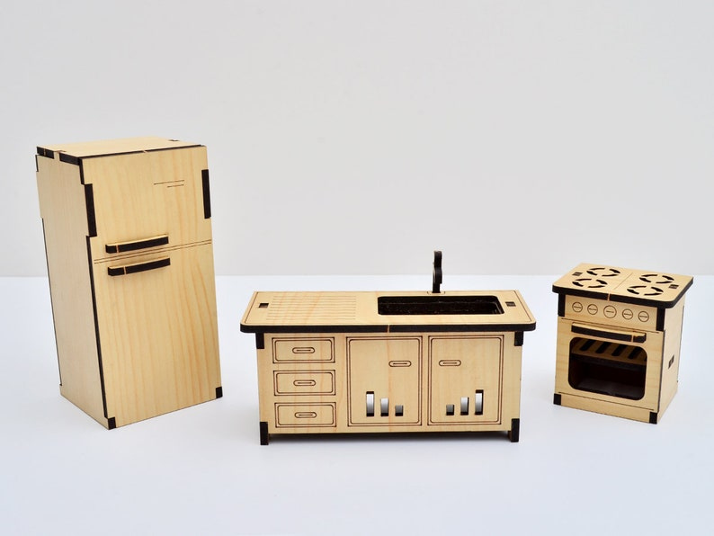 Laser Cut File Of Furniture DollHouse Miniature Wooden Digital Etsy