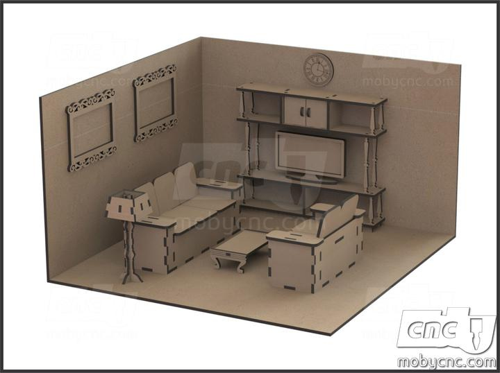 Laser Cut Miniature Dollhouse Furniture DXF File Mobycnc